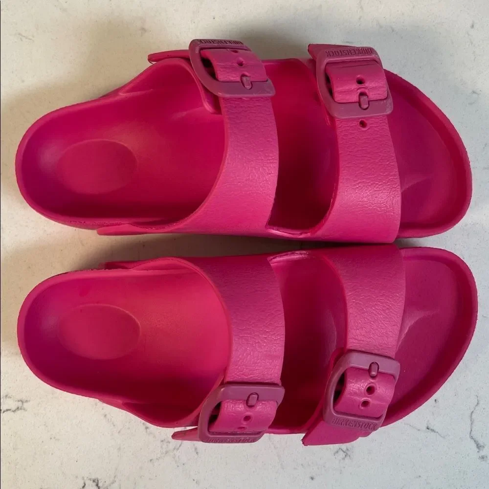 Birkenstock Little Kids Arizona EVA Sandals Pink Two-Strap Slide Sandals Size 10